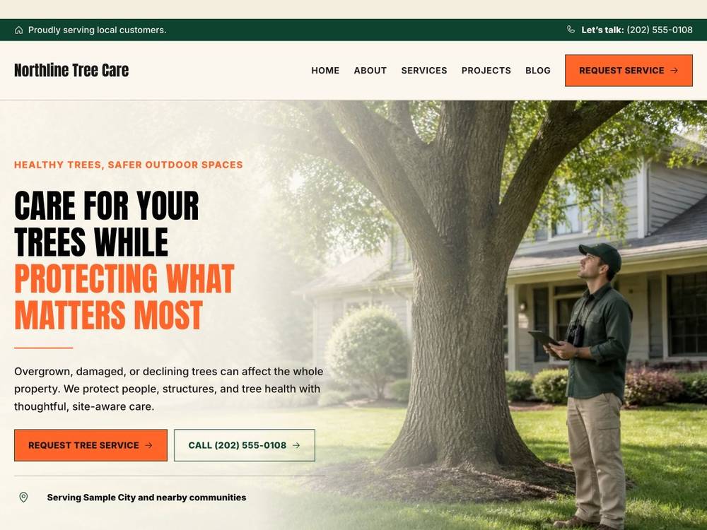 Northline Tree Care homepage design preview