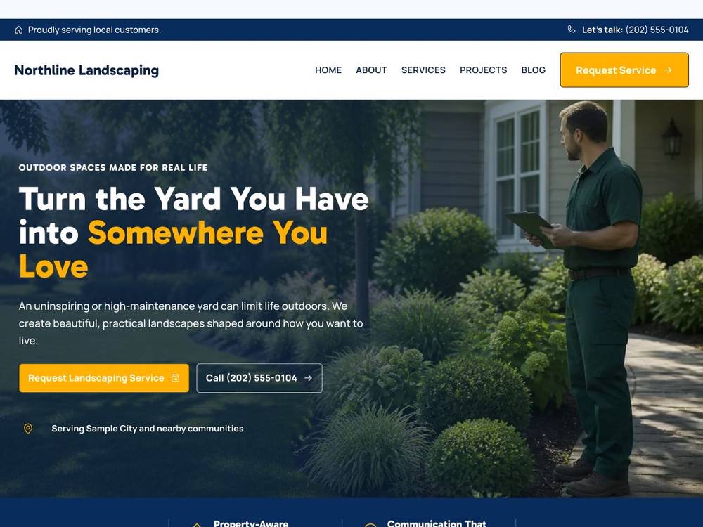 Northline Landscaping homepage design preview