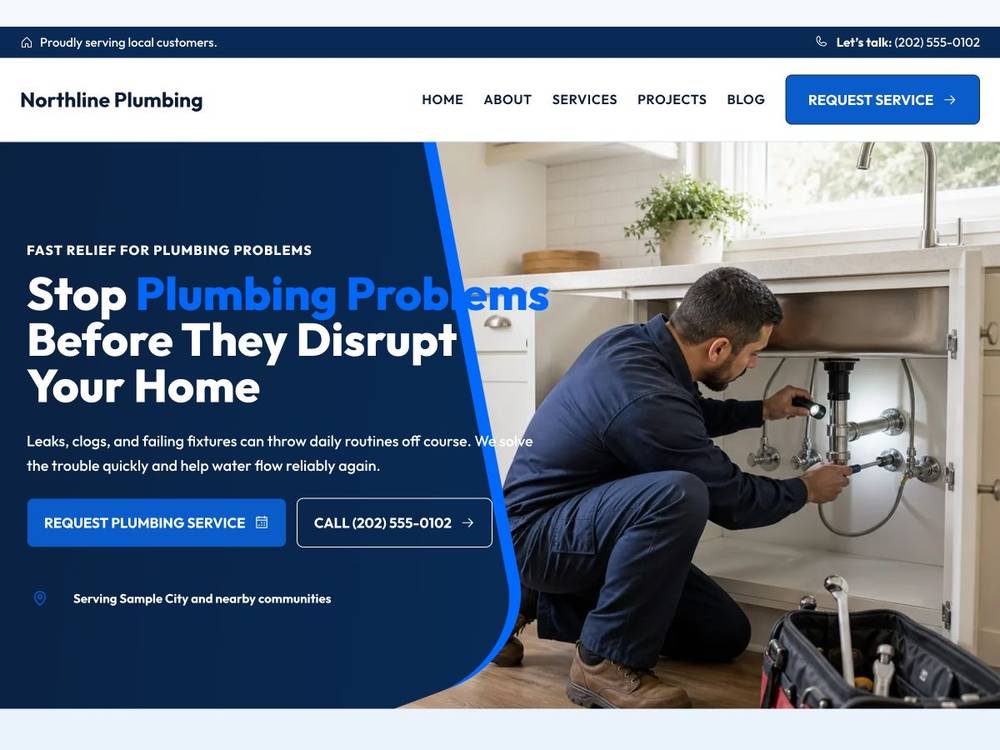 Northline Plumbing homepage design preview