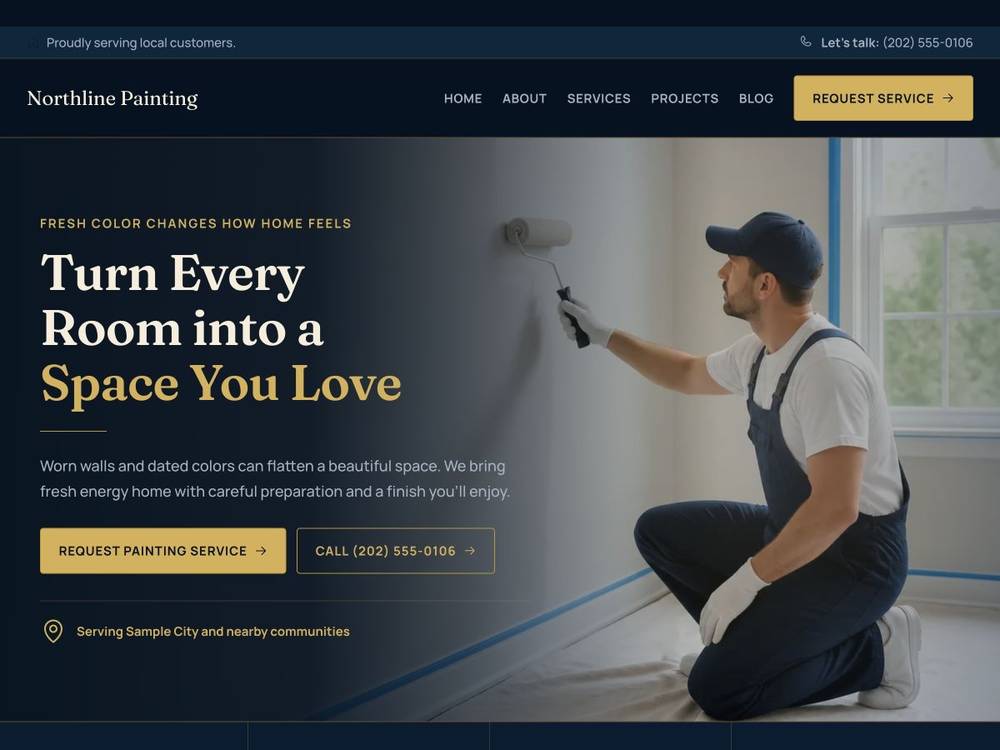 Northline Painting homepage design preview