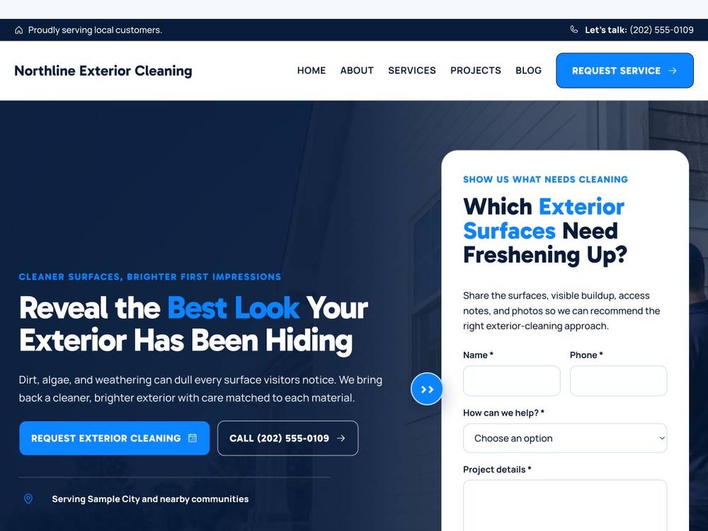 Northline Exterior Cleaning homepage design preview